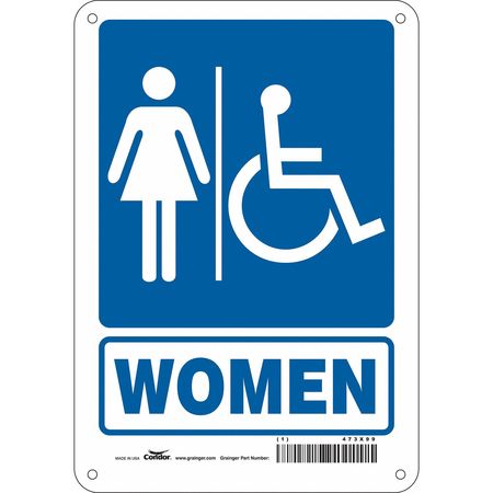 CONDOR Restroom Sign, 7" W, 10" H, 0.032" Thick, 473X99 473X99