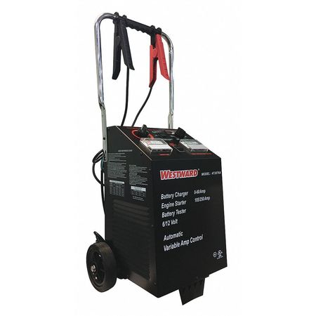 Westward Wheeled Battery Charger, Boosting, Charging, Maintaining, For Batt. Volt.: 6, 12 473X76