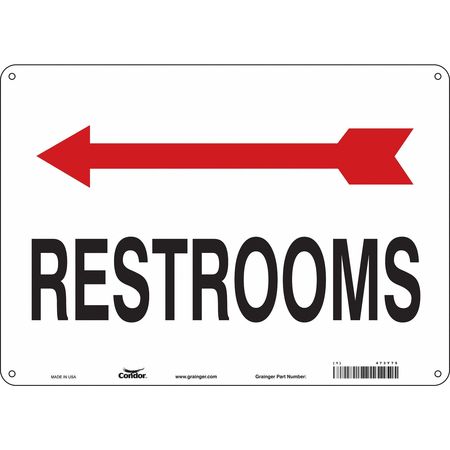 CONDOR Restroom Sign, 14" W, 10" H, 0.055" Thick, 473Y75 473Y75