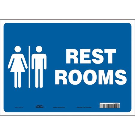 CONDOR Restroom Sign, 14" W, 10" H, 0.004" Thick, 473Y46 473Y46