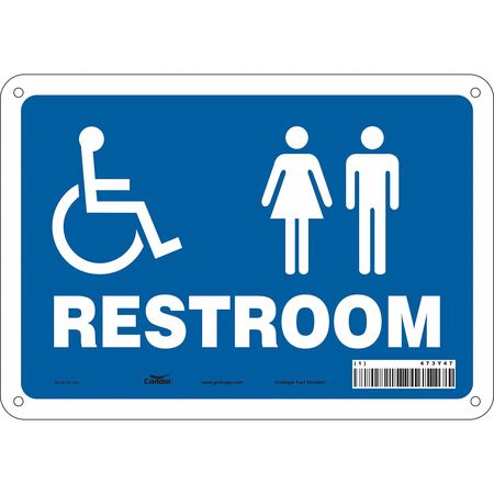 Condor Restroom Sign, 10" W, 7" H, 0.032" Thick, 473Y47 473Y47