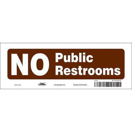 CONDOR Restroom Sign, 10"W, 3-1/2" H, 0.004" Thick, 473Y63 473Y63