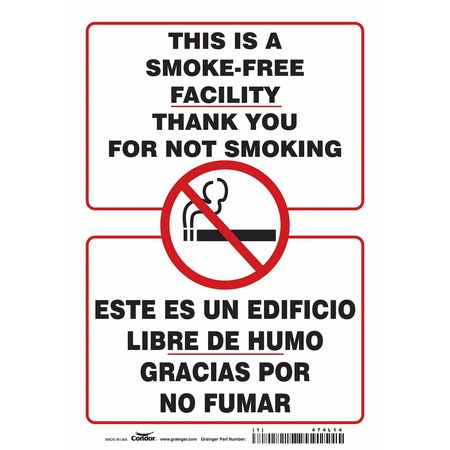 CONDOR Safety Sign, 10" H, 7 in W, Vinyl, Horizontal Rectangle, English, Spanish, 474L14 474L14