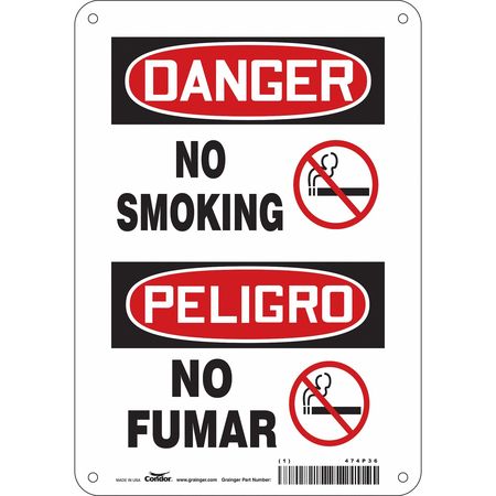 CONDOR Safety Sign, 10" H, 7 in W, Horizontal Rectangle, English, Spanish, 474P36 474P36