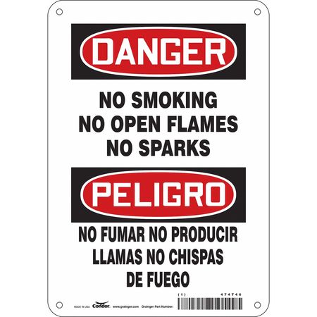 CONDOR Safety Sign, 10" H, 7 in W, Horizontal Rectangle, English, Spanish, 474T46 474T46