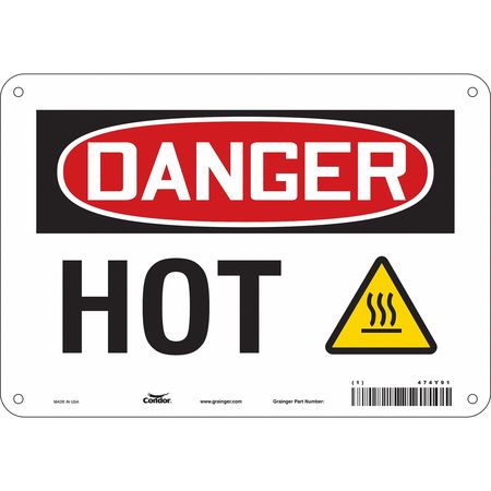 CONDOR Danger Sign, 7 in H, 10 in W, Polyethylene, Vertical Rectangle, English, 474Y91 474Y91