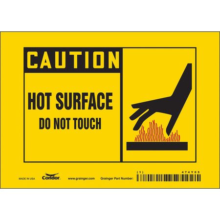 CONDOR Danger Sign, 5 in H, 7 in W, Vinyl, Horizontal Rectangle, English, 474Y05 474Y05