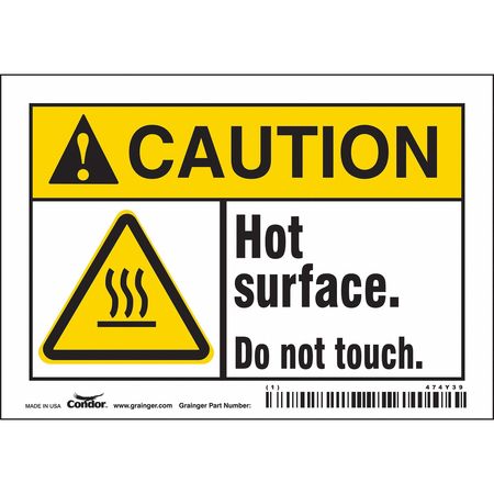 CONDOR Danger Sign, 3 1/2 in H, 5 in W, Vinyl, Horizontal Rectangle, English, 474Y39 474Y39