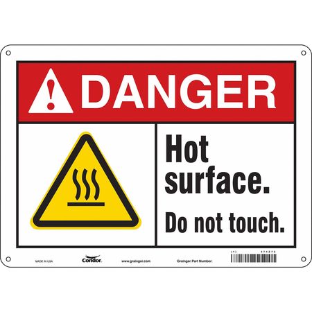 CONDOR Danger Sign, 10 in H, 14 in W, Aluminum, Horizontal Rectangle, English, 474Z72 474Z72