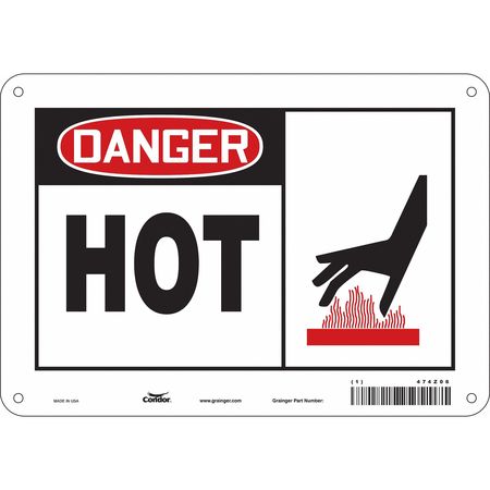 CONDOR Danger Sign, 10" W x 7" H, 0.032" Thick, 474Z06 474Z06