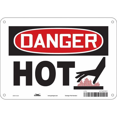 CONDOR Danger Sign, 10" W x 7" H, 0.032" Thick, 474Z23 474Z23