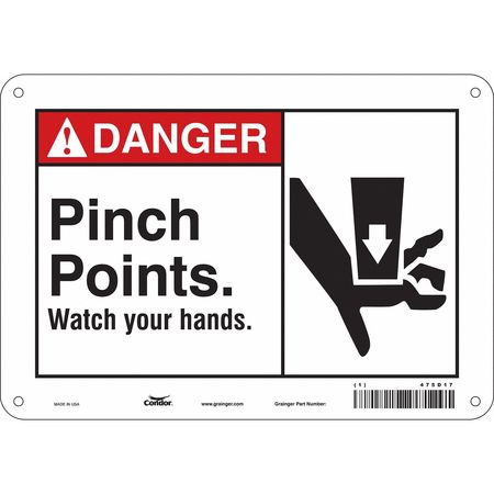 CONDOR Safety Sign, 7 in Height, 10 in Width, Aluminum, Vertical Rectangle, English, 475D17 475D17