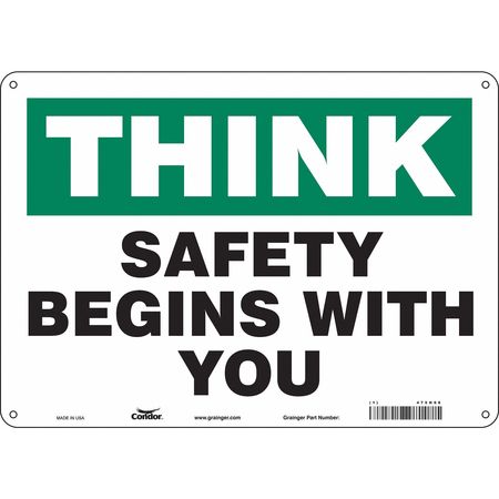 CONDOR Safety Sign, 10 in Height, 14 in Width, Aluminum, Horizontal Rectangle, English, 475H98 475H98