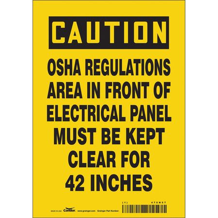 CONDOR Safety Sign, 10 in Height, 7 in Width, Vinyl, Horizontal Rectangle, English, 475N57 475N57