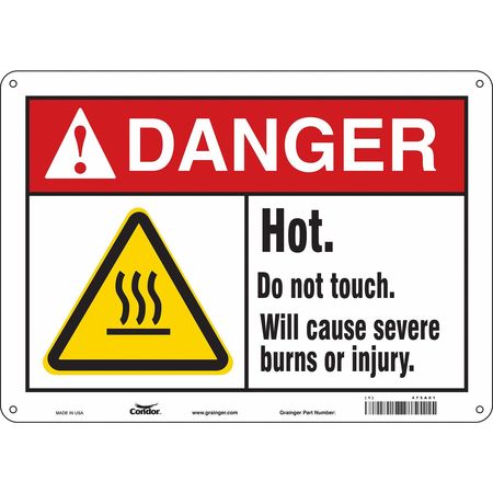 CONDOR Danger Sign, 10 in H, 14 in W, Aluminum, Horizontal Rectangle, English, 475A01 475A01