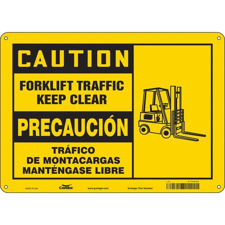 CONDOR Safety Sign, 10 in H, 14 in W, Aluminum, Horizontal Rectangle, English, Spanish, 476N68 476N68