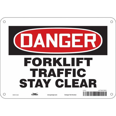CONDOR Safety Sign, 7 in Height, 10 in Width, Polyethylene, Vertical Rectangle, English, 476P96 476P96