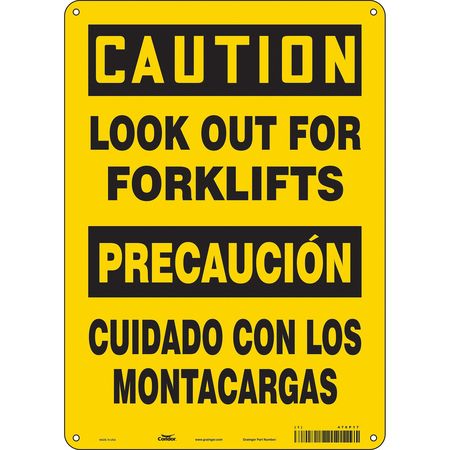 CONDOR Safety Sign, 14 in Height, 10 in Width, Aluminum, Vertical Rectangle, English, Spanish, 476P17 476P17