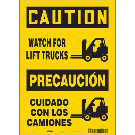 CONDOR Safety Sign, 14 in Height, 10 in Width, Vinyl, Vertical Rectangle, English, Spanish, 476P55 476P55