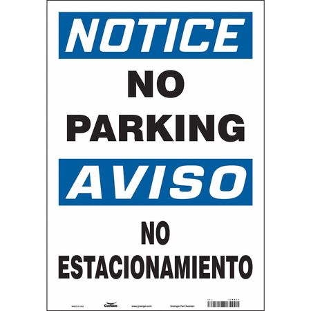 CONDOR No Parking Sign, 14" W, 20" H, English, Spanish, Vinyl, White 478D05