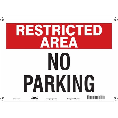 CONDOR Restricted Area No Parking Sign, 10"x14, 478D20 478D20