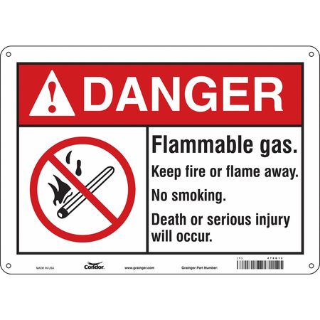 CONDOR Safety Sign, 10" H, 14 in W, Polyethylene, Horizontal Rectangle, English, 478G12 478G12