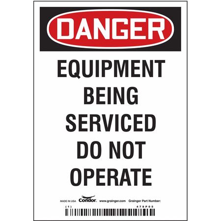 CONDOR Safety Sign, 5 in Height, 3 1/2 in Width, Magnetic Vinyl, Vertical Rectangle, English 478P05