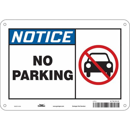 CONDOR No Parking Sign, 7" x 10, 478C84 478C84