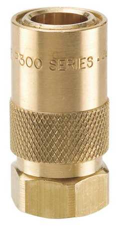 PARKER Hydraulic Quick Connect Hose Coupling, Brass Body, Sleeve Lock, 1/8"-27 Thread Size, Moldmate Series P208-01A