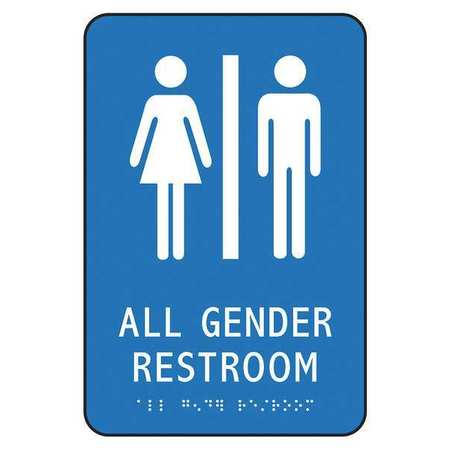 Accuform Braille Restroom Sign, 9" Height, 6" Width, Plastic, Rectangle, Braille, English PAD101BU