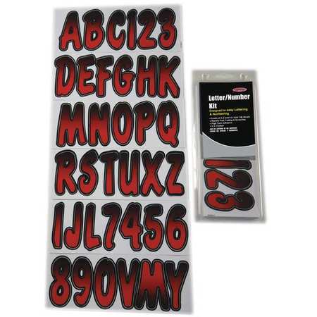 HARDLINE PRODUCTS Number and Letter Combo Kit, Red/Black GREBKG200