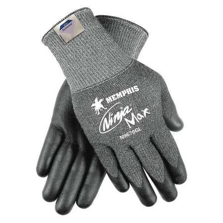 MCR SAFETY Cut Resistant Coated Gloves, A3 Cut Level, Nitrile/Polyurethane, L, 1 PR N9676GL
