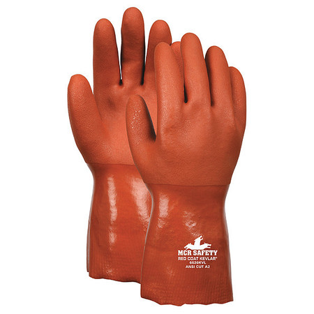 MCR SAFETY 10" Chemical Resistant Gloves, PVC, L, 1 PR 6620L