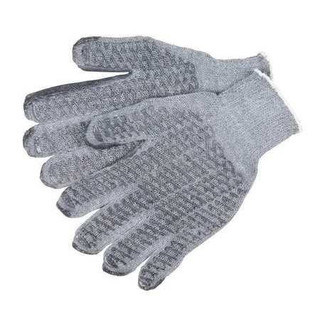 MCR SAFETY Knit Gloves, XL, Gray, PVC Material, PK12 9676XLM