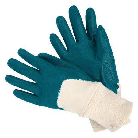 MCR SAFETY Nitrile Coated Gloves, 3/4 Dip Coverage, Blue/White, M, PR 97980M
