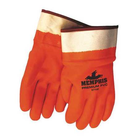 MCR SAFETY Chemical Resistant Gloves, PVC, L, 11-1/2"L 6710F