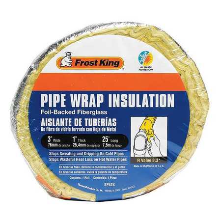 FROST KING 3" x 25 ft. Fiberglass & Foil Pipe Insulation Wrap SP42X/16