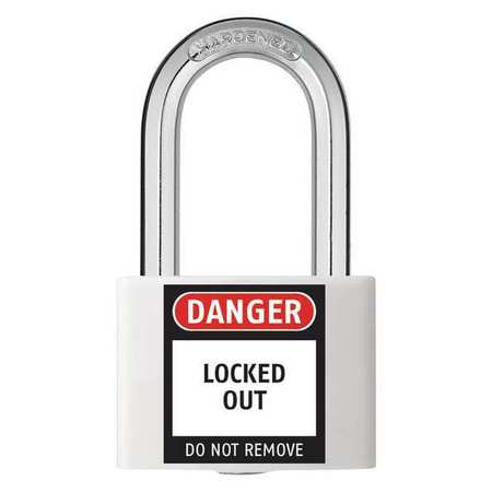 Zoro Select Lockout Padlock, KD, White, 2"H 48JR46