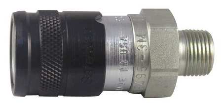 SAFEWAY HYDRAULICS Hydraulic Quick Connect Hose Coupling, Steel Body, Push-to-Connect Lock, 3/8"-18 Thread Size FF495-3M