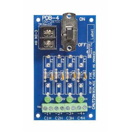 SECURITRON Power Distribution Board, PTC, 4 Output PDB-4C1