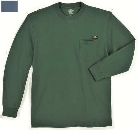 Dickies Long Sleeve T-Shirt, Cotton, Hntr Grn, L WL450GH L