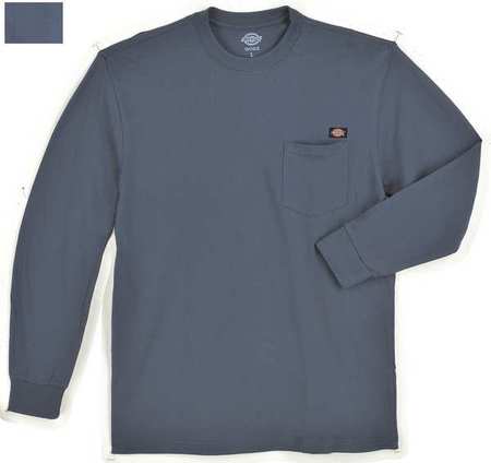 Dickies Long Sleeve T-Shirt, Cotton, Dk Navy, L WL50DN RG L
