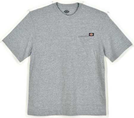 Dickies Short Sleeve T-Shirt, Cotton, Hthr Gry, XL WS50HG RG XL