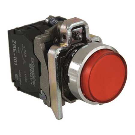 SCHNEIDER ELECTRIC Illuminated Push Button, 22 mm, 1NO/1NC, Red XB4BW14B5