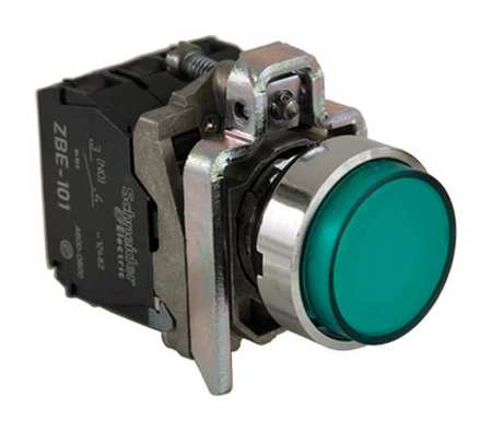 SCHNEIDER ELECTRIC Illuminated Push Button, 22 mm, 1NO/1NC, Green XB4BW13G5