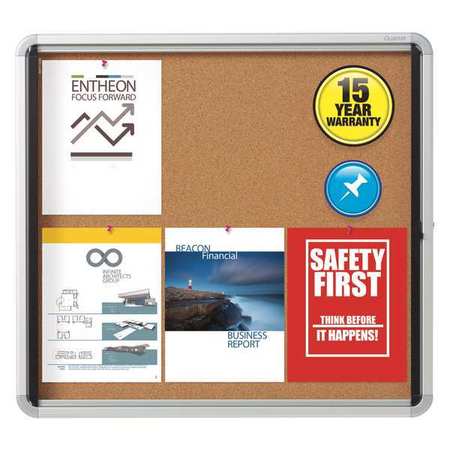 Quartet Enclosed Cork Bulletin Board 27"H, Aluminum EIHC2730