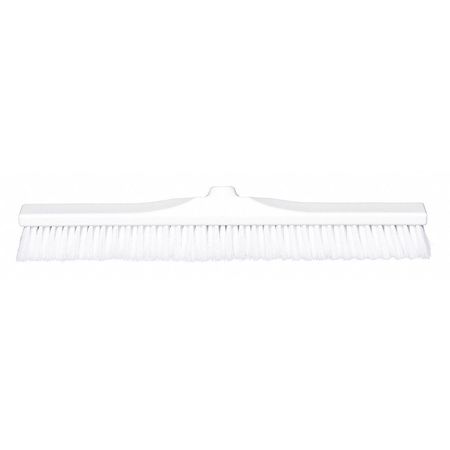 TOUGH GUY 23 13/32 in Sweep Face Broom Head, Stiff, Synthetic, White 48LY89