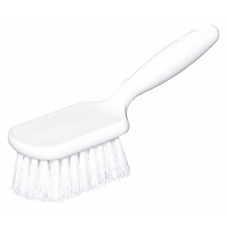 Tough Guy 3 1/2 in W Scrub Brush, Stiff, 5 1/2 in L Handle, 4 1/4 in L Brush, White, Plastic, 10 in L Overall 48LZ38