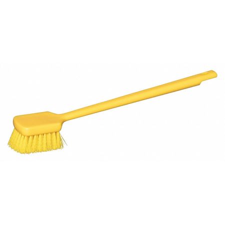 Tough Guy 3 1/2 in W Scrub Brush, Stiff, 15 3/4 in L Handle, 4 1/2 in L Brush, Yellow, Plastic 48LZ55