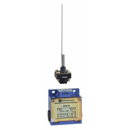 TELEMECANIQUE SENSORS Limit Switch, Whisker, Spring Return, 1NC/1NO, 10A @ 240V AC, Actuator Location: Top XCKM106